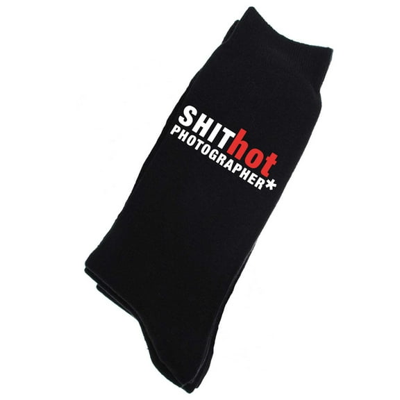 Sh*t Hot Photographer Mens Black Calf Socks Fathers Day Dad Husband Boyfriend Uncle Grandpa Grandad Present