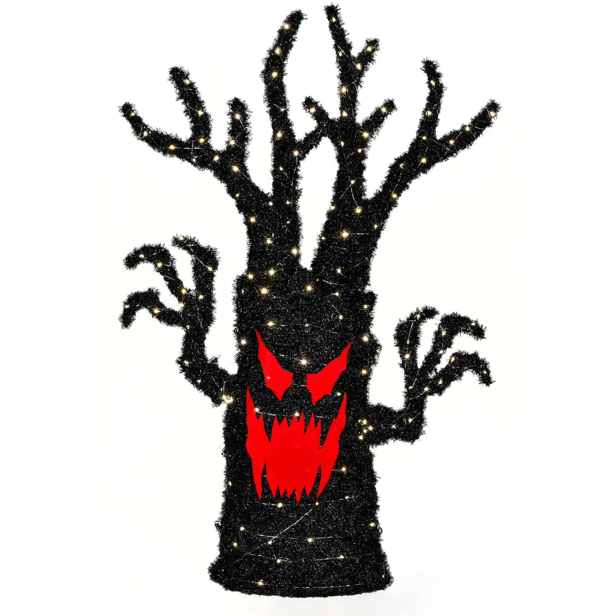48" PreLit Frightening Face Halloween Tree