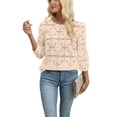 thumbnail image 4 of WIHOLL Blouses for Women Lace Tops Dressy 3/4 Length Sleeve Business Casual Outfits Vacation Spring Summer Clothes, 4 of 10