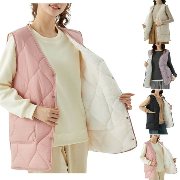 Ashirexll Womens Puffer Vest, Womens Winter Coats, Solid Color Down Filled Thick Warm Long Slim Fitting Tank Coats
