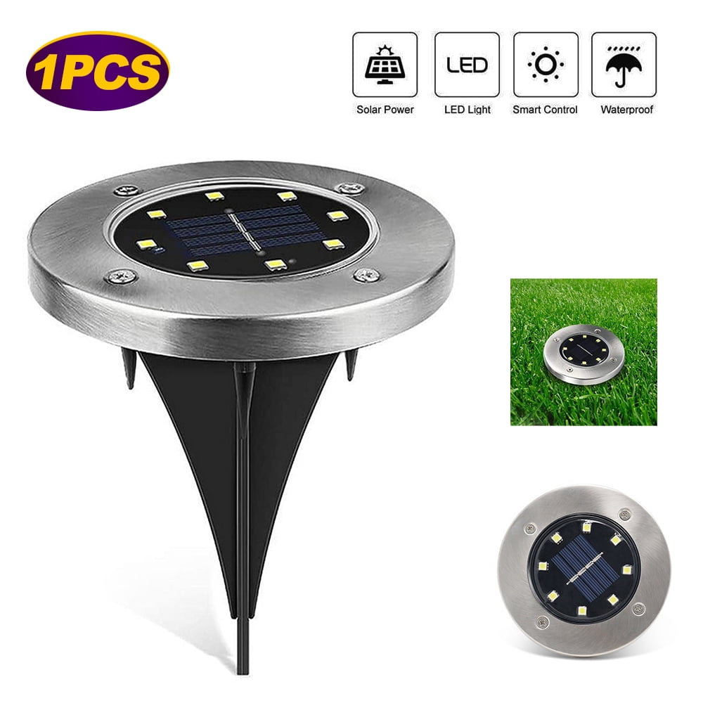 8 LED Solar Power Flat Buried Light In-Ground Lamp Outdoor Path Garden Decking 
