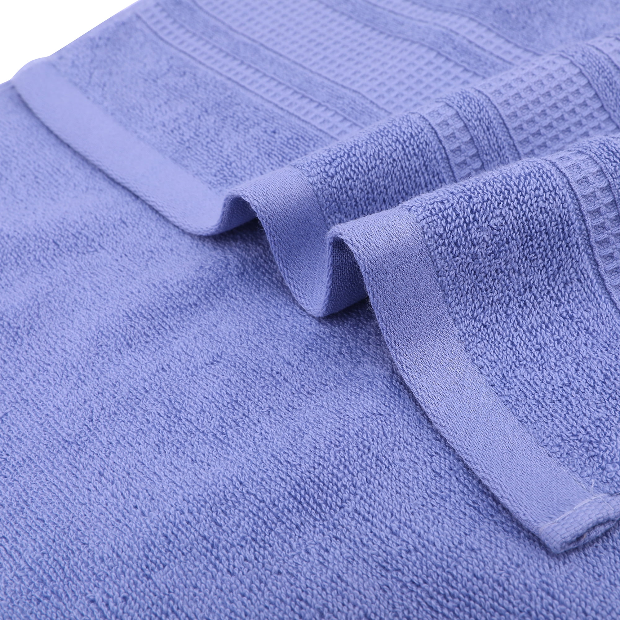 Unique Bargains Waffle Cotton Hand Towel Set of 2 for Bathroom Light Blue