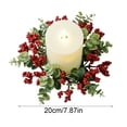 thumbnail image 3 of BESEW7 Wreath Candle Holder, Farmhouse Candle Holder with Holly Leaves and Red Berries, Fall Garland Decor for Halloween Thanksgiving Mantel Table Centerpiece, 3 of 4