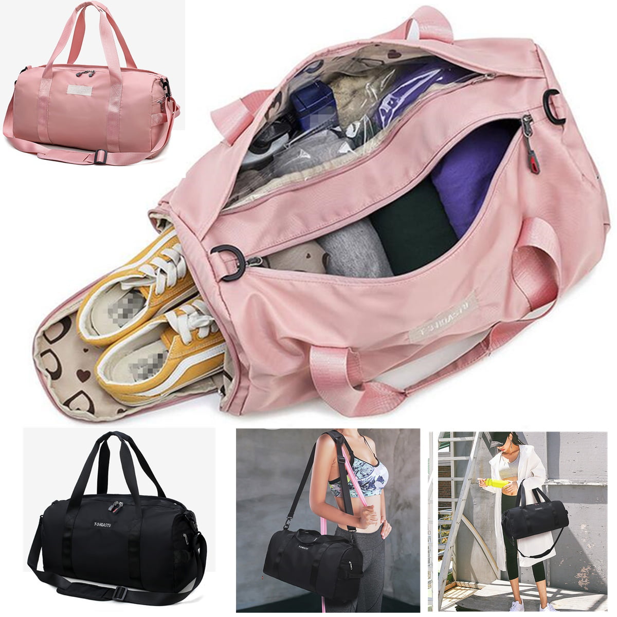 Women's Travel Hand Luggage Handbag Sports Gym Shoulder Bag Weekend Duffel Pack 