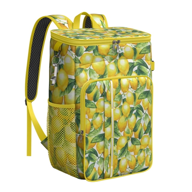 Sac à Dos Glacière à Imprimé Citron Frais, Sac à Lunch Isolé et Étanche pour Aventures en Plein Air, Randonnée et Voyage