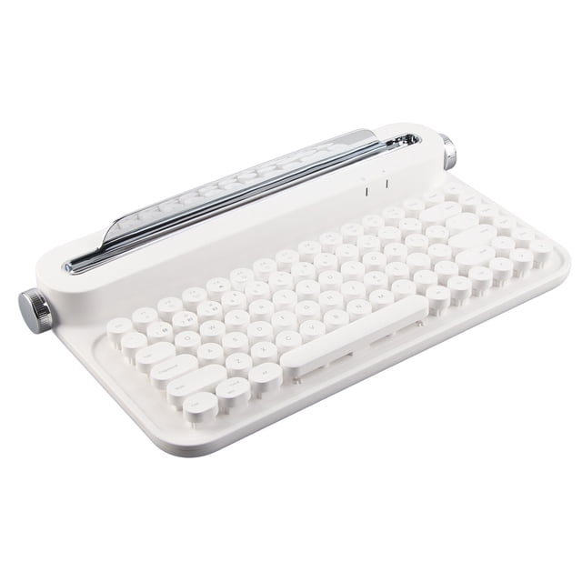Typewriter Keyboard, 86 Keys Compact Retro BT 5.0 Keyboard, with Phone Tablet Integrated Stand, Compatible with , , IOS