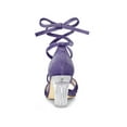 thumbnail image 2 of BLISSFUL STEP Women Velvet Lace-Up Clear Block Heel Sandals Elegant Purple 6, 2 of 7