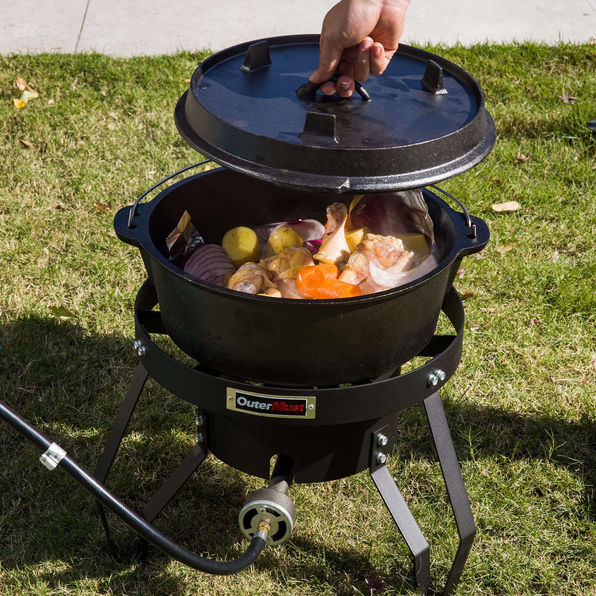 OuterMust 85,000 BTU Outdoor Propane Stove,Heavy Duty Single Burner Round Portable Camping Stove with 10 PSI Regulator