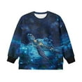 thumbnail image 4 of Xoenoiee Galaxy Turtle Flower Print Girls Oversized Crewneck Sweatshirt, Long Sleeve Side Slit Drop Shoulder Pullover Top for Fall Winter Spring, 5-6 Years, 4 of 7