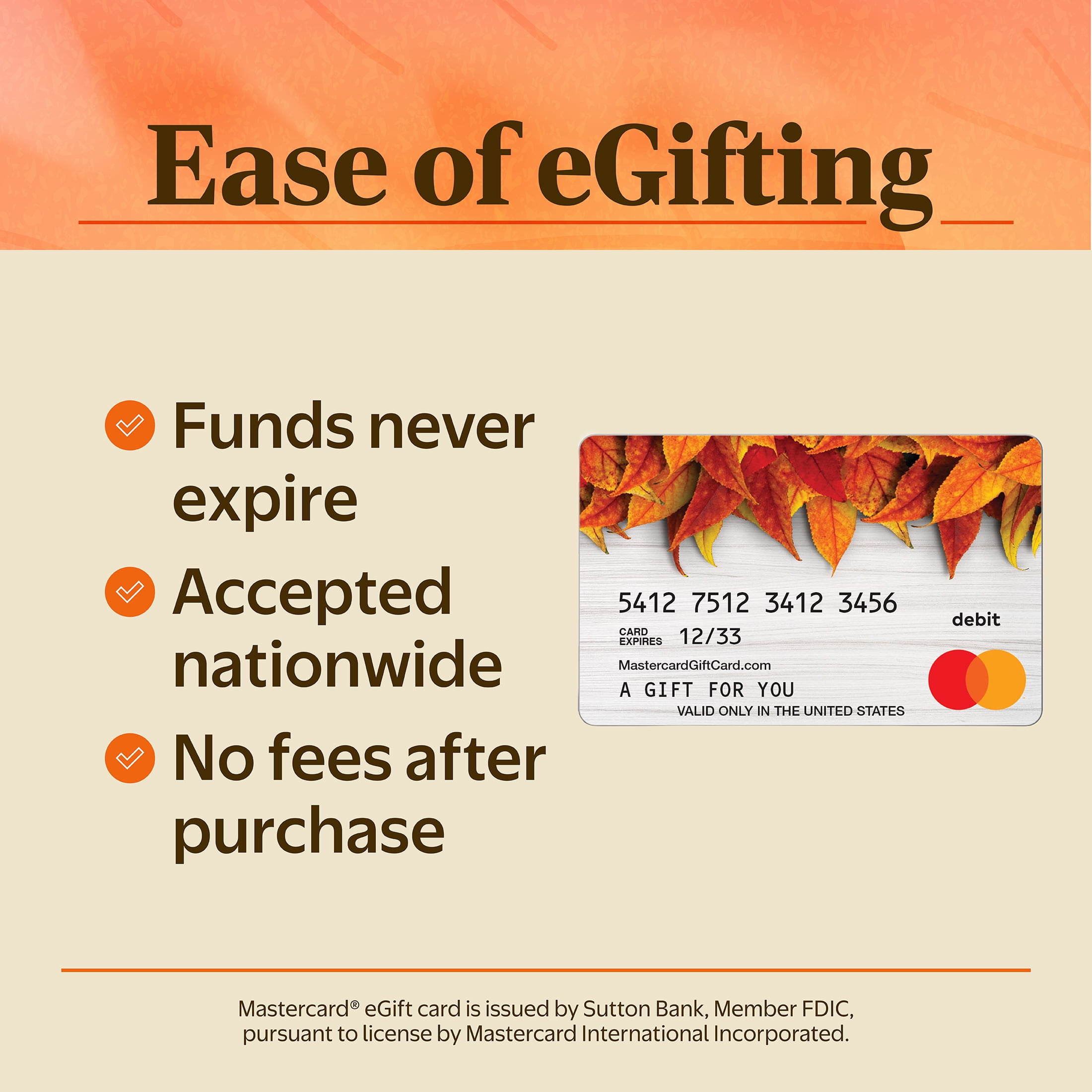 Mastercard® $20-$500 Fall Leaves eGift Card (Plus $6.84 Purchase Fee) [Email Delivery]