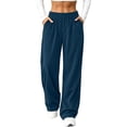 thumbnail image 2 of Pants for Women Plus Size Straight Leg Corduroy Pants with Pockets Womens Elastic Waisted Fall Loose Casual Sweatpants S-3XL, 2 of 8