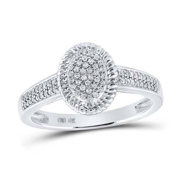 10K White Gold Diamond Women's Cluster Braided Oval Halo Cocktail Ring 1/5 CT