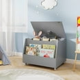 thumbnail image 2 of Costway Kids Toy Box Wooden Mobile Toy Storage Organizer with Bookshelf & Lockable Wheels Gray, 2 of 9