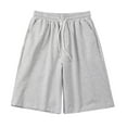 thumbnail image 2 of sunsanly Men Sport Shorts Loose Straight Wide Leg Drawstring Elastic Waist Soft Breathable Solid Color Gym Traning Jogging Sweatpants Knee Length Trousers, 2 of 7