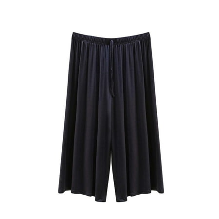 HAiming Womens Summer Soft Modal Lounge Capri Loose Fit Flowy Pajama Pants Lightweight Comfy Knee Length Sleep Trousers