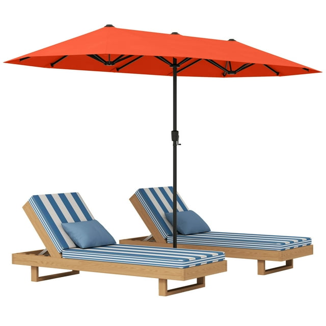 Gymax 13 FT Double-sided Patio Umbrella Outdoor Large Twin Size Umbrella Orange