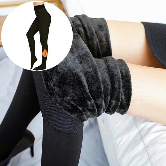 Fleece Lined Tights Women Thermal Winter Leggings with Fleece Lined Fake Translucent Warm Thick Tights Pantyhose for Women(Black,220g)