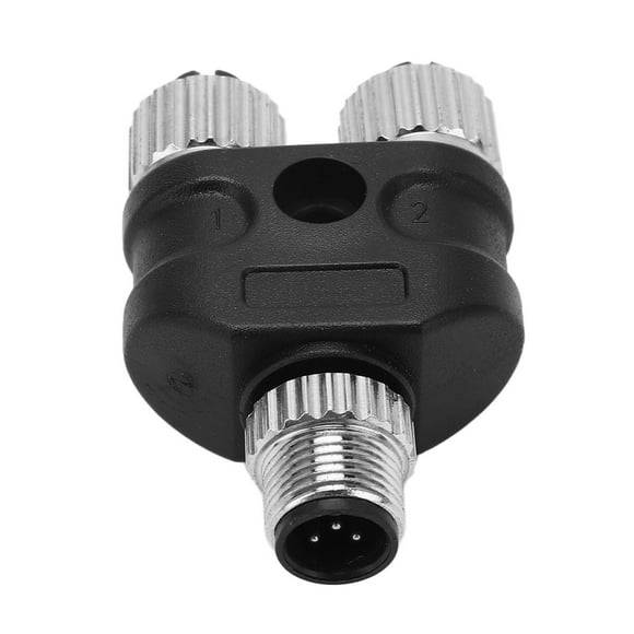 M12 Tee Y Connector, IP67 Waterproof 5 Plug Cores for NMEA 2000 Starter Adapter Oil Resistant Stable for Boat