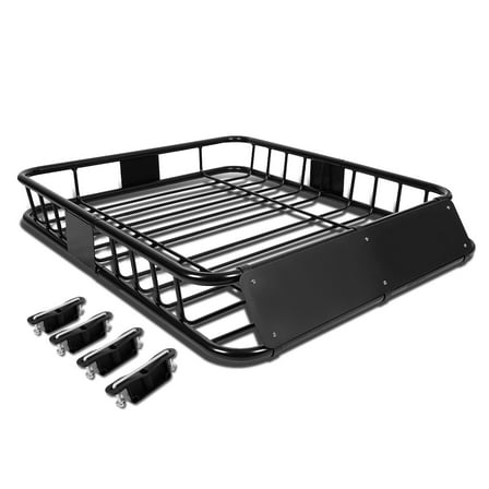 DNA Motoring RRC-T113-BK 48" x 40" Mild Steel Roof Rack Top Cargo Carrier Basket Universal