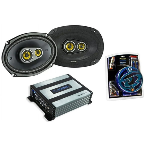 HA-A400.4 4-Ch 800W Sub Amp, Kicker 46CSC6934 6x9" Speakers & SQK8 Amp Kit Blue