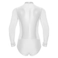 thumbnail image 4 of iiniim Men Mesh Latin Dance Leotard Bodysuit Long Sleeve See-Through Rhinestones Salsa Tango Dancewear White XL, 4 of 7