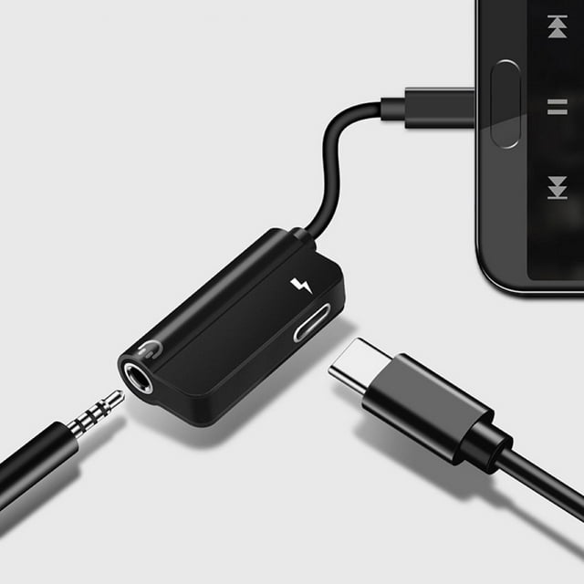 2 in 1 Type-C to Audio 3.5mm Headphone Jack Charging Converter Cable Adapter