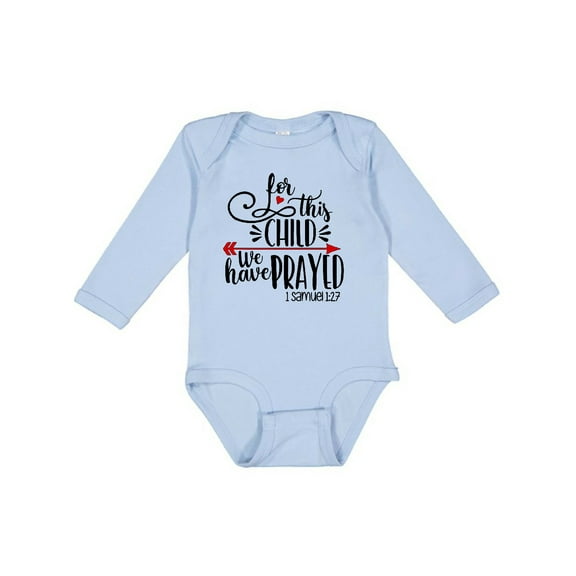 Inktastic For This Child We Have Prayed Red Arrow and Heart Boys or Girls Long Sleeve Baby Bodysuit