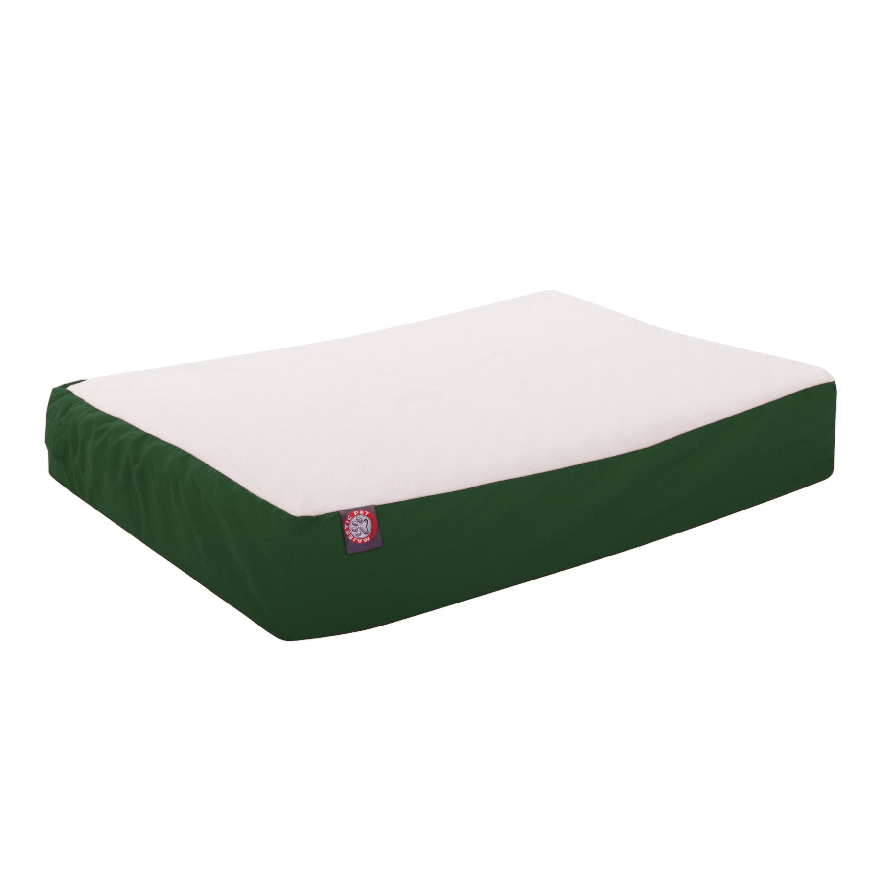 Majestic Pet Poly/Cotton & Sherpa Orthopedic Double Dog Bed Green Medium 24" x 34" x 5"