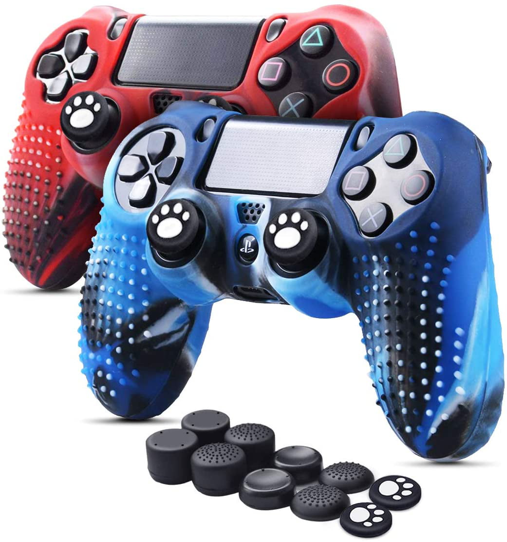 PS4 Controller Skin (Red + Blue 2 Controller Skins + 10 Thumb Grips) Anti-Slip Silicone Cover Protector Case for DualShock 4 PS4 / PS4 PS4 Pro Controller - Walmart.com