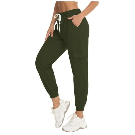 

PEASKJP Pajama Pants For Women Women s Tapered Pants 100% Linen Drawstring Back Elastic Waist Ankle Length Pants Army Green