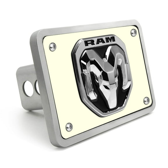 iPick Image for RAM 2019 up 3D Logo Glow in the Dark Luminescent Billet Aluminum 2 inch Tow Hitch Cover, Official Licensed