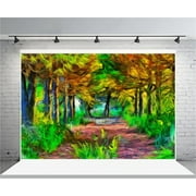 GreenDecor 7x5ft Abstract Painting Fall Forest Backdrop Surreal Fantasy Woods Photography Background Fashion Youngster Adult Girl Artistic Portrait Photo Shoot Studio Props Video Drop Drape