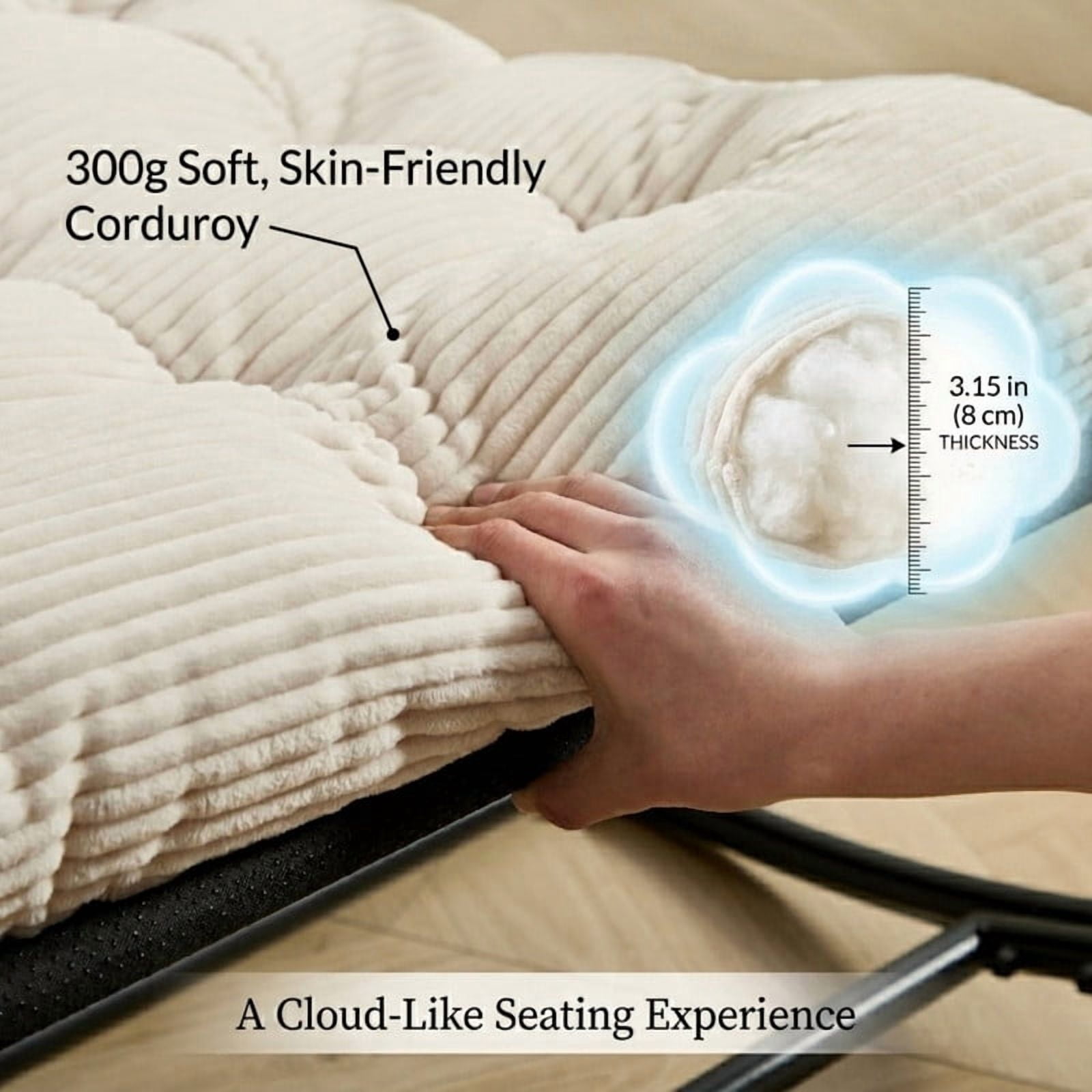 Howcool Patio Rocking Chair with Footrest & Cushion, Curved-Arm Glider Rocking Chair, Indoor Accent Chair