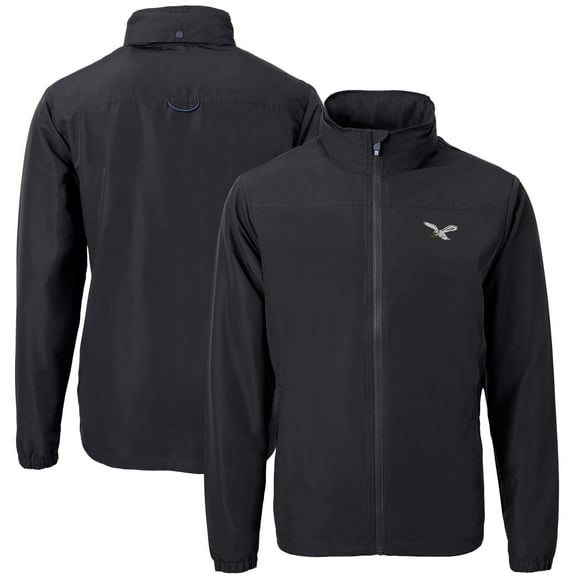 Men's Cutter & Buck Black Philadelphia Eagles Charter Eco Recycled Full-Zip Jacket