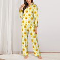 thumbnail image 2 of Balery Ducky Cartoon Conjunto de Pijama con Estampado para Mujer, Conjunto de Dos Piezas con Manga Larga, Ropa de Dormir Suave con Bolsillos, Pijamas Cómodos-Large, 2 of 7