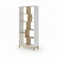thumbnail image 6 of Camaflexi Geometrix Bookcase & Storage Shelves for Home Office, Light Oak & White Finish, 72”, 6 of 8