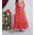 thumbnail image 2 of Kurti Anarkali Brodée Imprimée en Coton pour Femmes (Rouge et Orange), 2 of 5