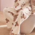 thumbnail image 1 of Pantalones de pijama individuales para mujer, sueltos, de primavera y otoño, con estampado de osos de dibujos animados, pantalones exteriores para usar en casa, pantalones casuales rectos, 1 of 5