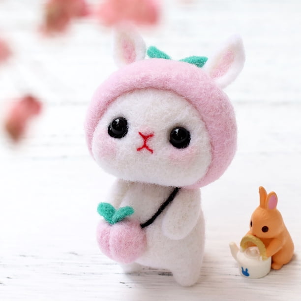 Muñeca de conejo hecha a mano con aguja, muñeco de Peluche para niña y niño, Duerme con cómodos Regalos para Festivales y cumpleaños (6.5-7.5cm)