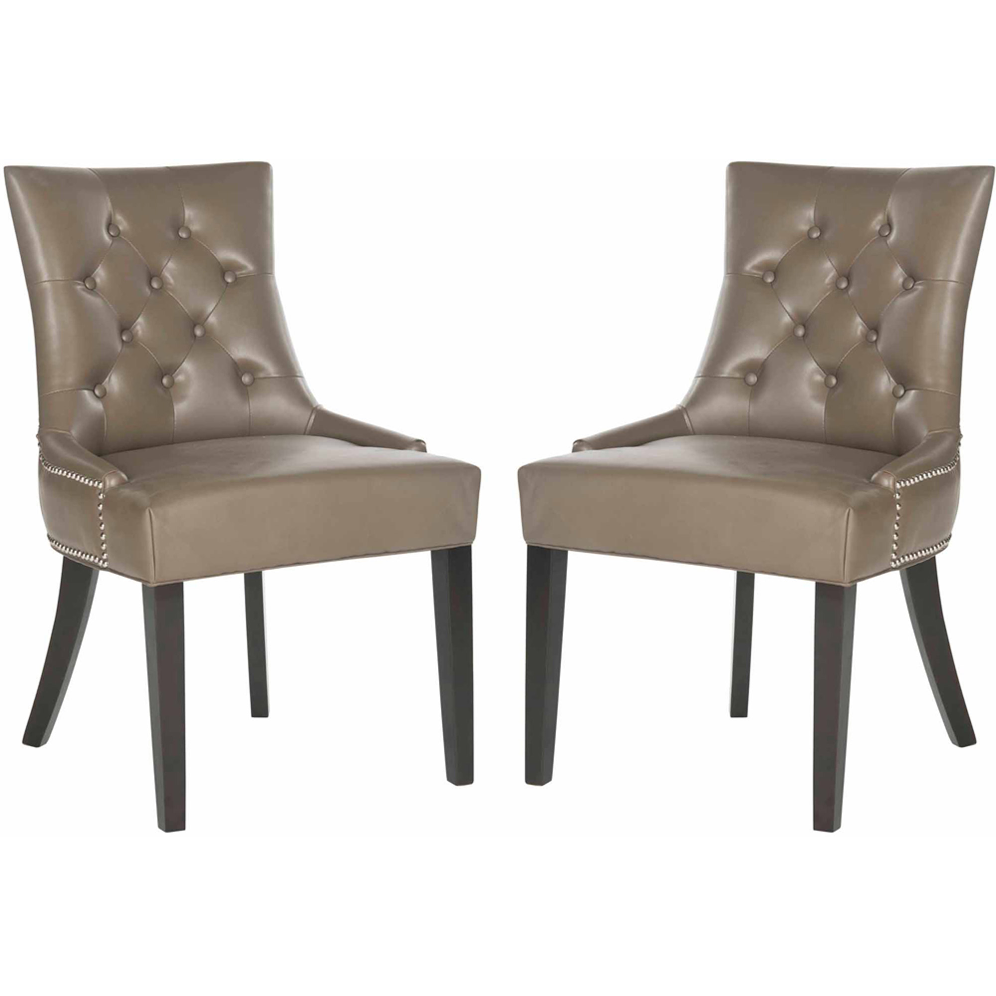 SAFAVIEH Harlow Glam Tufted Ring Chair with Silver Nailheads, Set of 2, Clay