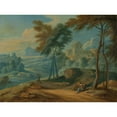thumbnail image 2 of Frans Boudewyns 14x11 Gold Ornate Wood Frame and Double Matted Museum Art Print Titled - Wooded Italianate Landscape with Figures (C. 1750), 2 of 4