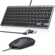 Wired Keyboard and Mouse Combo for Mac, Dual Type-C & USB A Keyboard, USB A Mouse, Compatible with MacBook Pro/Air, iMac, Mac mini/Pro, OMOTON, Grey