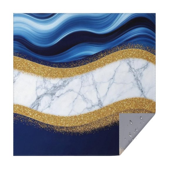 Blue Gold Wave Marble Pattern Square Tablecloth,Waterproof Square Table Cover,Wipeable Spillproof Washable Table Cover for Home Kitchen Party Decor 42"X42"(107x107cm)