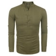 thumbnail image 3 of Coshow Men's Cotton Henley Shirt Long Sleeve Hippie Casual Beach T Shirts, 3 of 7