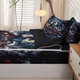 thumbnail image 5 of Homewish Magic Dragon Zipper Queen Comforter Set with Fitted Sheet and 2 Pillowcases,Goth Halloween Skull Zipper Bedding Set,Gray Red,Animal Bed Set,Black Reversible,4pcs, 5 of 8
