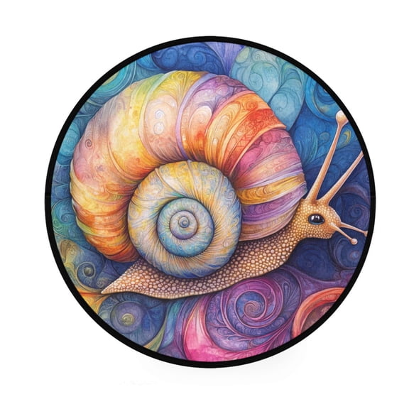 BZSMCE Round Decorative Floor Mat Colorful Spiral Pattern 36.2IN