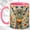 Pink, variant on Folk Giraffe Coffee Mug, Floral Animal Mug, Ceramic 11 oz