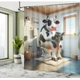 thumbnail image 2 of Ambesonne Funny Shower Curtain, Toilet of Cow Reading Paper, 69"Wx84"L, Pale Brown Grey Coconut, 2 of 4