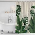 thumbnail image 6 of 66x72 Inch Shower Curtains for Bathroom, Monstera Leaves Fabric Bath Curtain Decor, Summer Green Tropical Plants Leaf Beige Waterproof Restroom Curtains Shower Set Accessories with 12 Hooks 66 Inch, 6 of 7