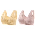 thumbnail image 1 of (2-Pack) Rinsvye Womens Print Front Clasp Middle Bra Wire Thin Big Size Soft Vest Bra, 1 of 3